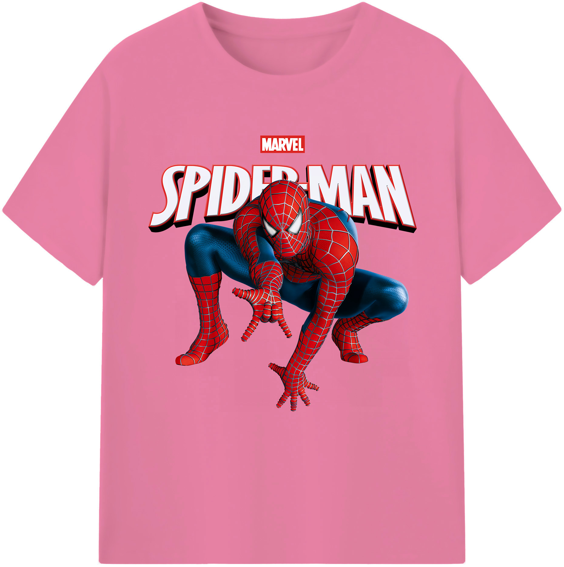 （画像用） Spider Man スパイダーマン 綿100％半袖Tシャツ（フロントプリント）